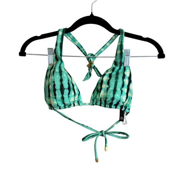 VIX Paula Hermanny Bia Tube Biniki Top Womens S Green Halter Tie Dye Swimwear - Picture 1 of 6